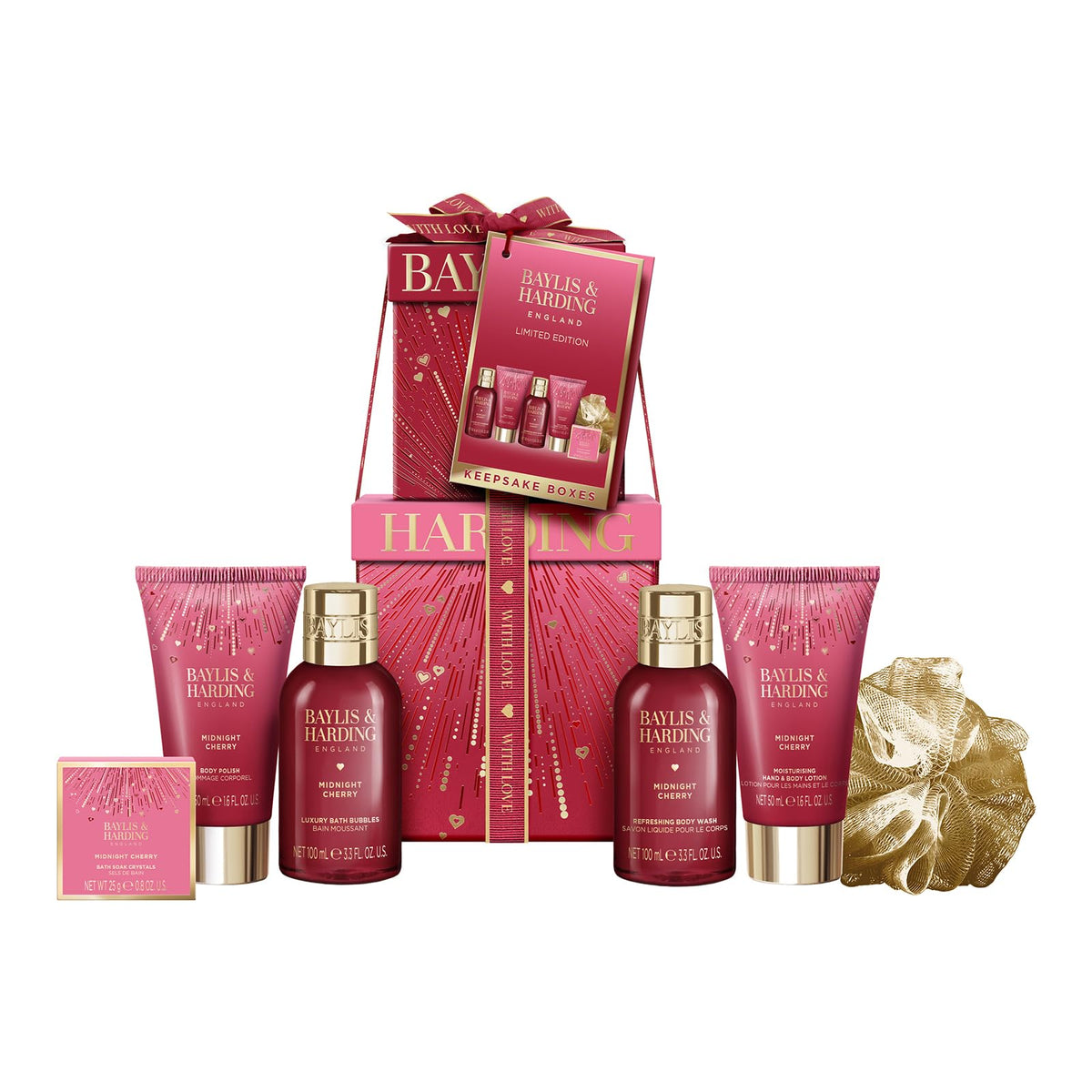 Baylis & Harding Midnight Cherry: caja-regalo elegante para un cuidado especial.