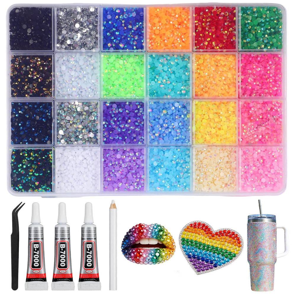 Baysea piedras de resina multicolor para arte de uñas, brillo duradero.