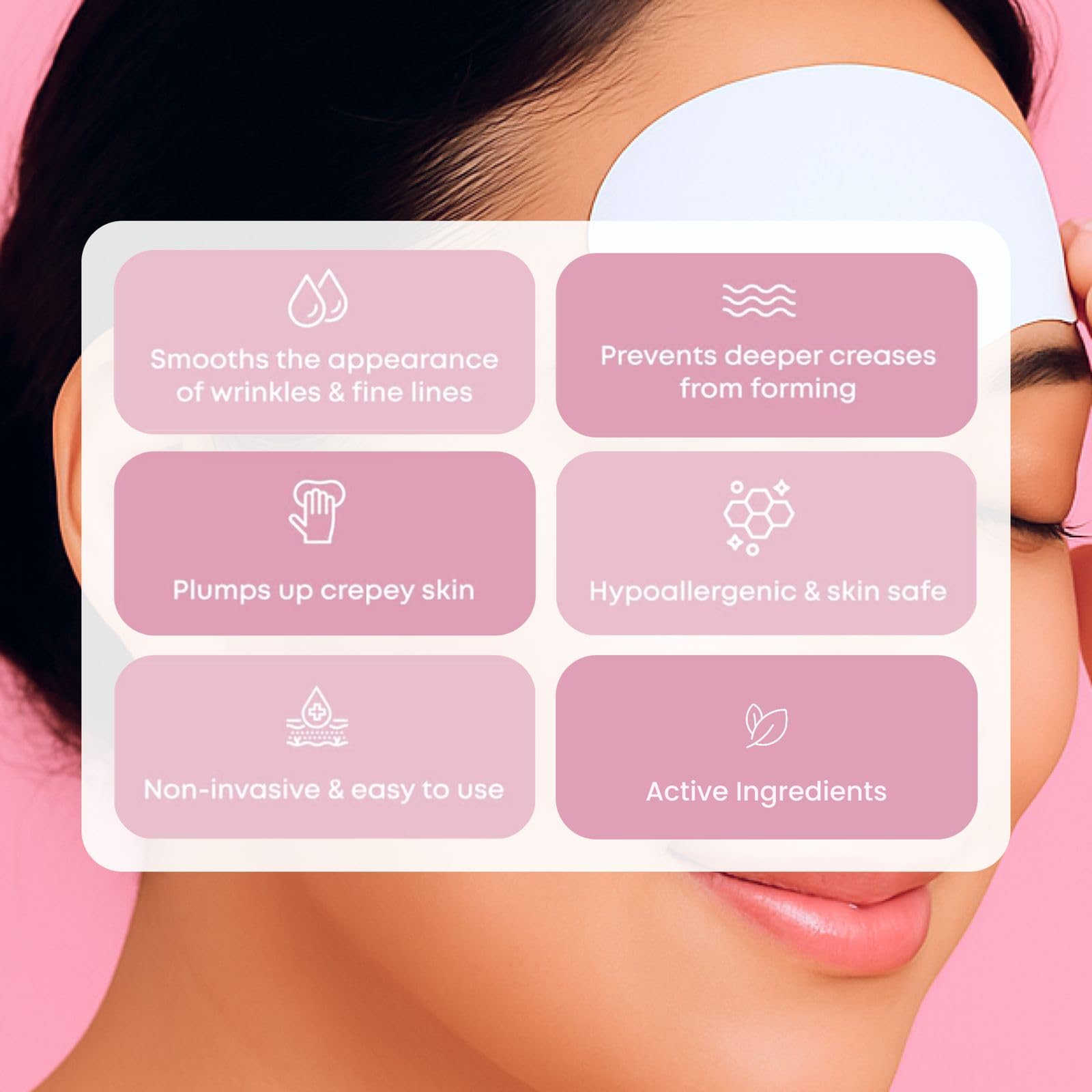 Bayside Aloe and Collagen Patch close-up indicating soothing feel and elasticity support.
