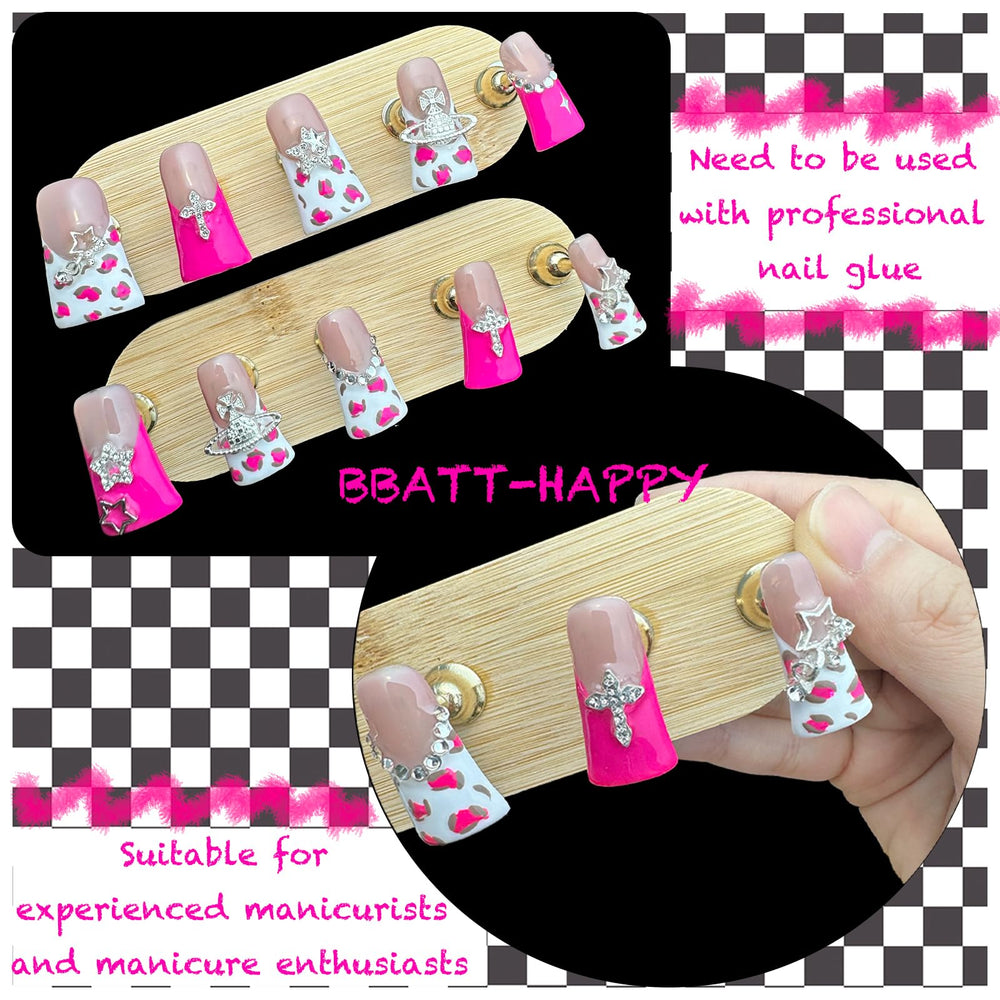 BBATT-HAPPY silver stud nail charm offers durable, versatile decor for nails