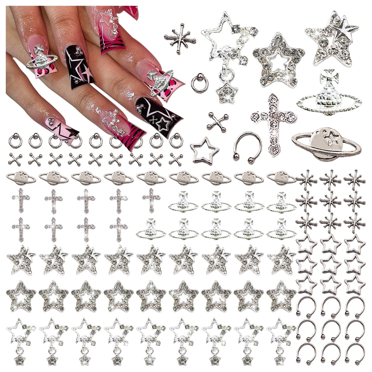 BBATT-HAPPY star nail charms brighten the manicure with radiant sparkle