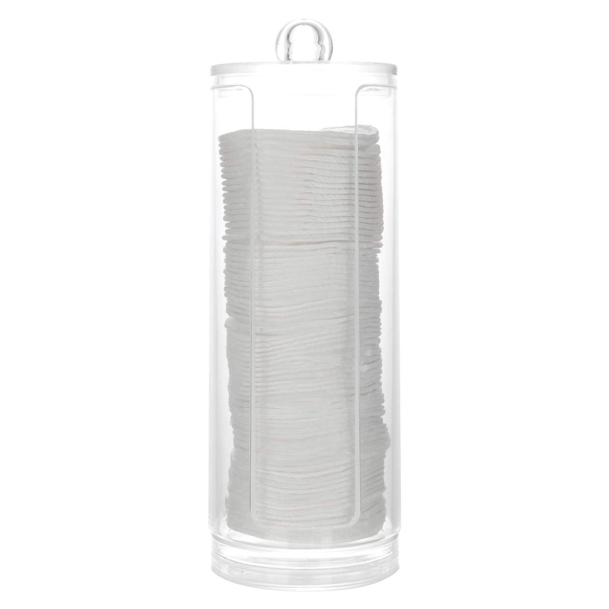 BBDOU cosmetic cotton pad holder front view highlights easy access and tidy vanity storage.