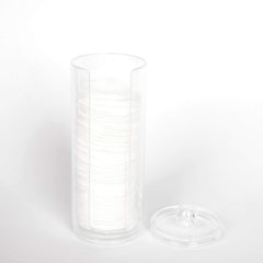 BBDOU cosmetic cotton pad holder side profile reveals slim, durable acrylic construction.
