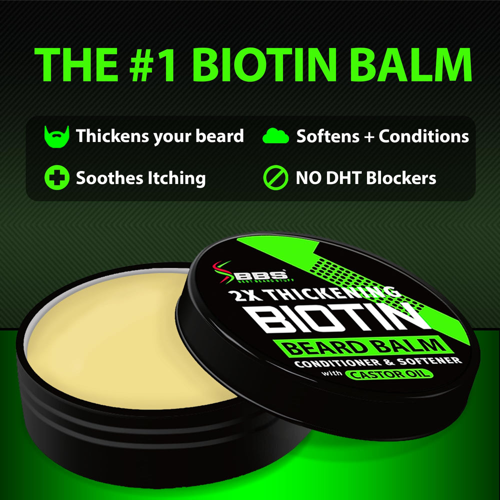 BBS Best Beard Stuff 2X Biotin Beard Balm tin for conditioning