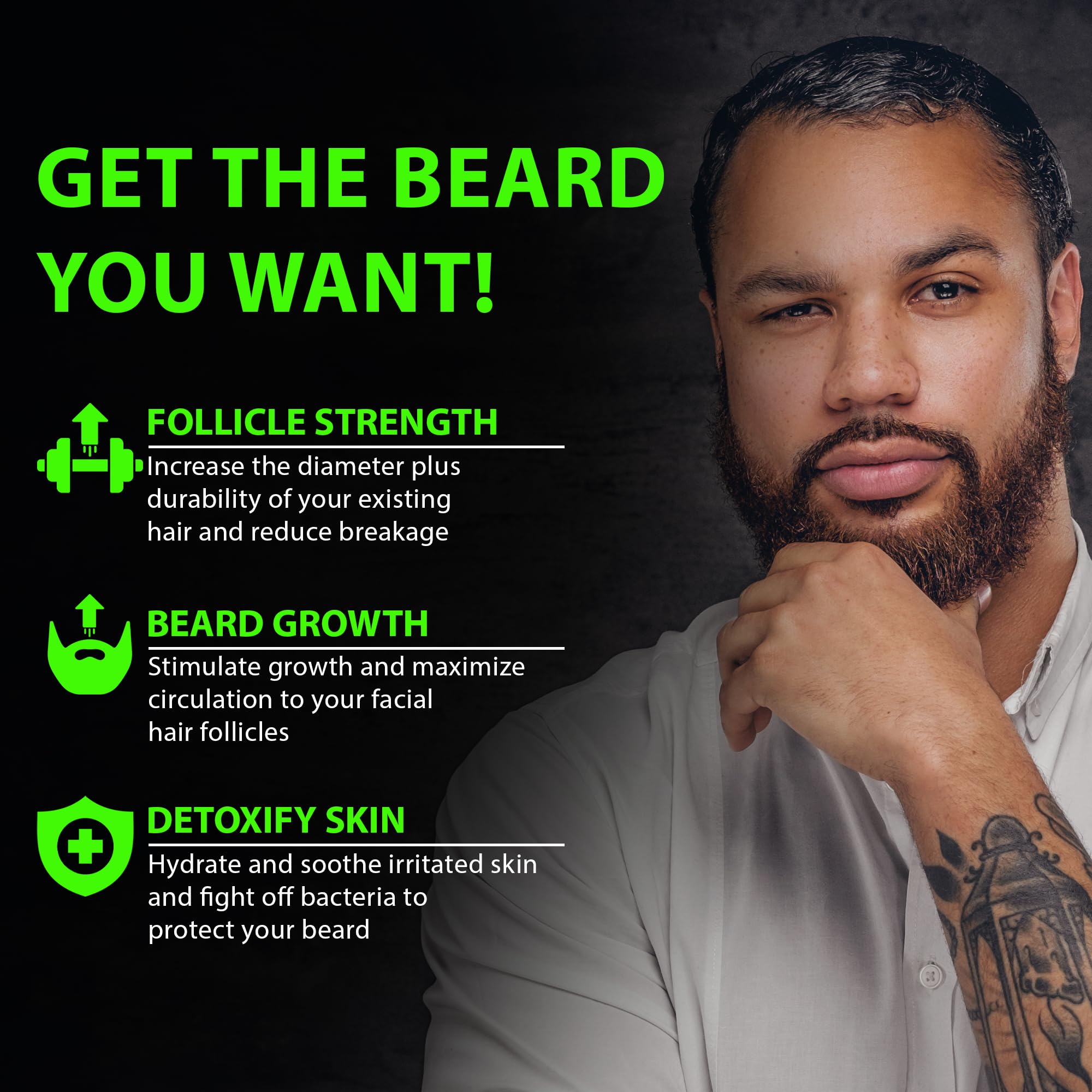 BBS Best Beard Stuff Castor oil bottle emphasizes growth-supporting formula.