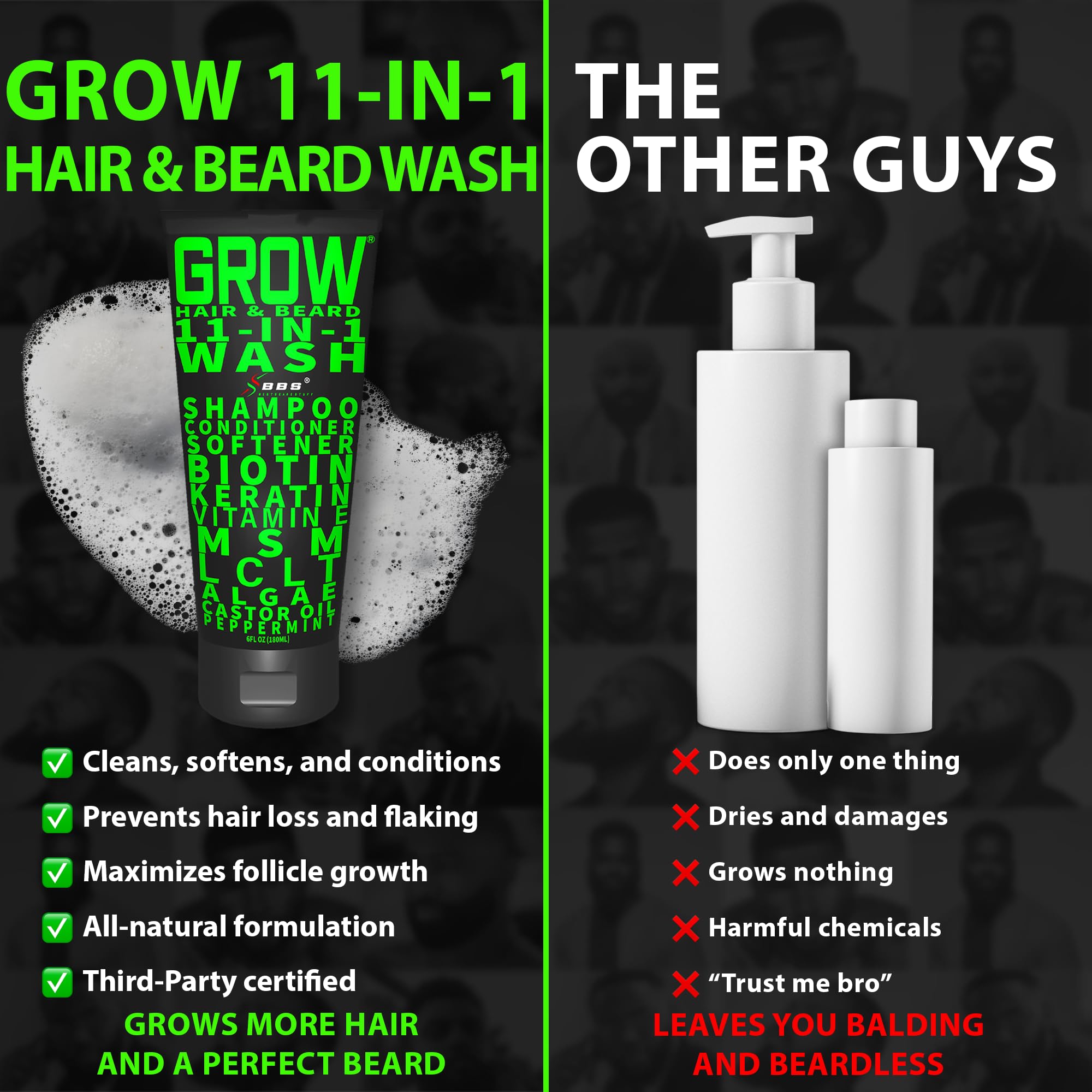 BBS Best Beard Stuff Grow peppermint scent adds refreshing cooling feel.