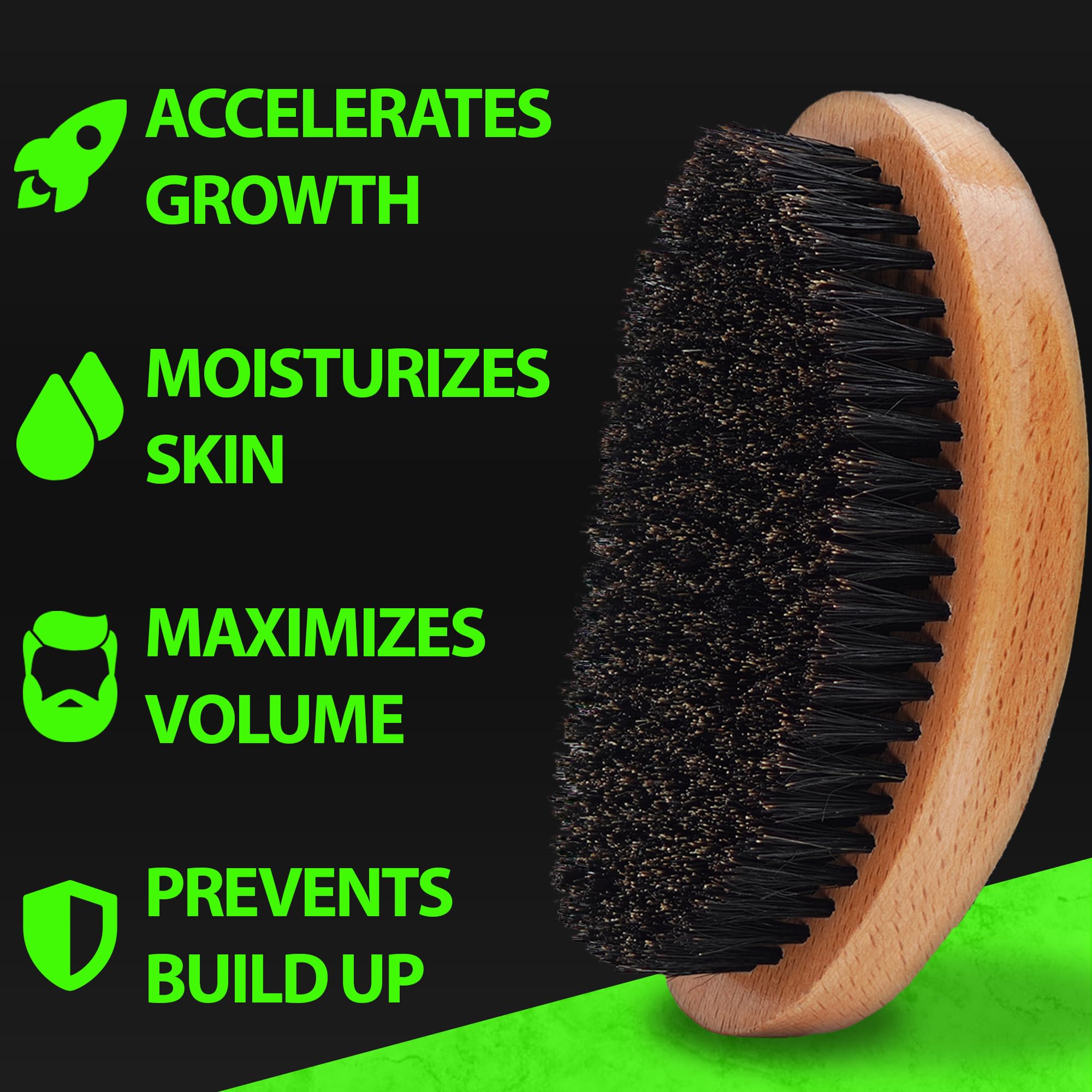 Natural boar bristle brush from BBS Best Beard Stuff distributes oils evenly for skin-friendly grooming.