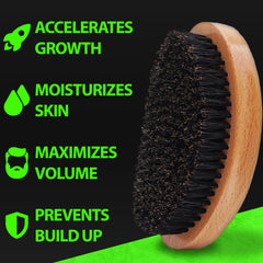 Natural boar bristle brush from BBS Best Beard Stuff distributes oils evenly for skin-friendly grooming.