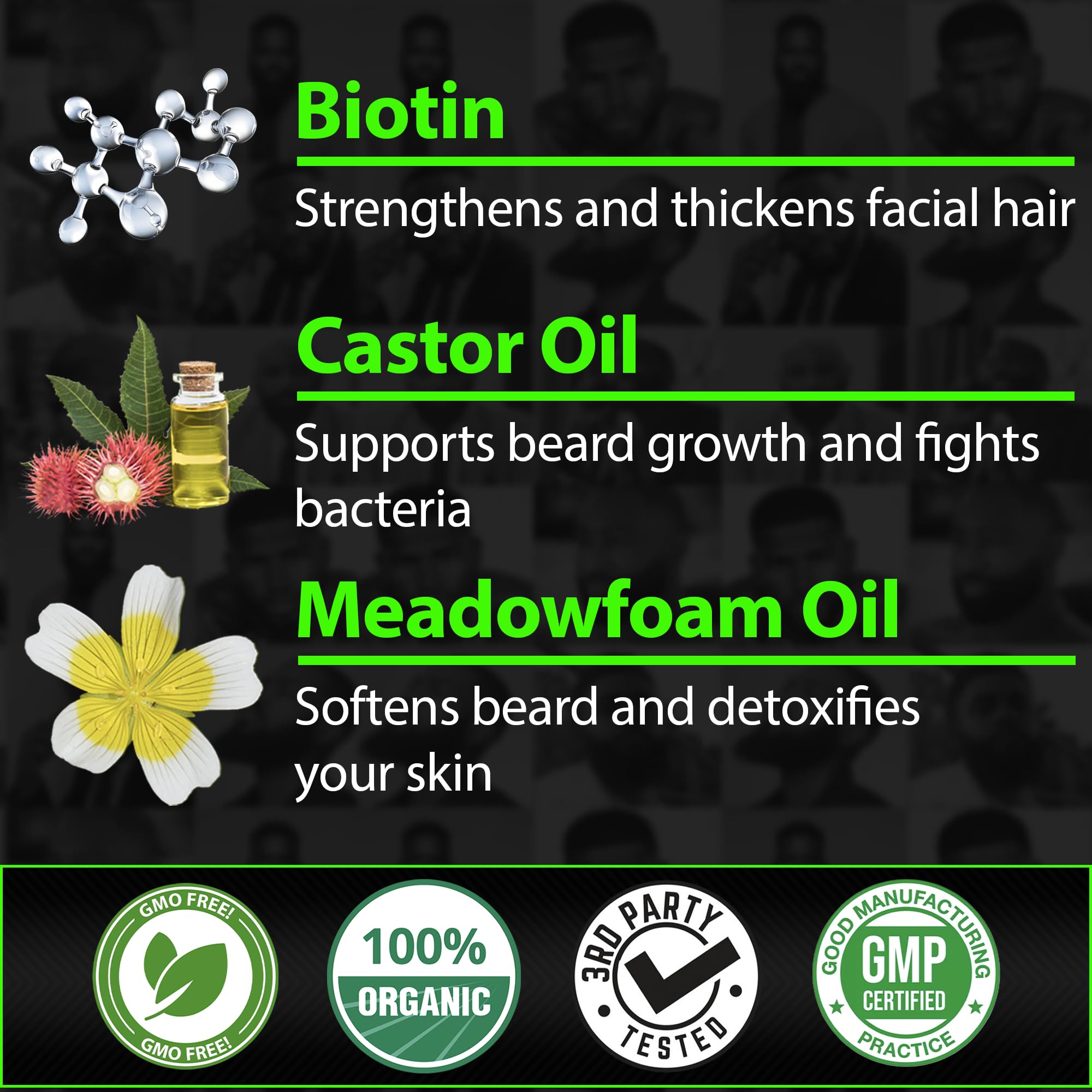 GROW serum applied to patch areas for a fuller beard look