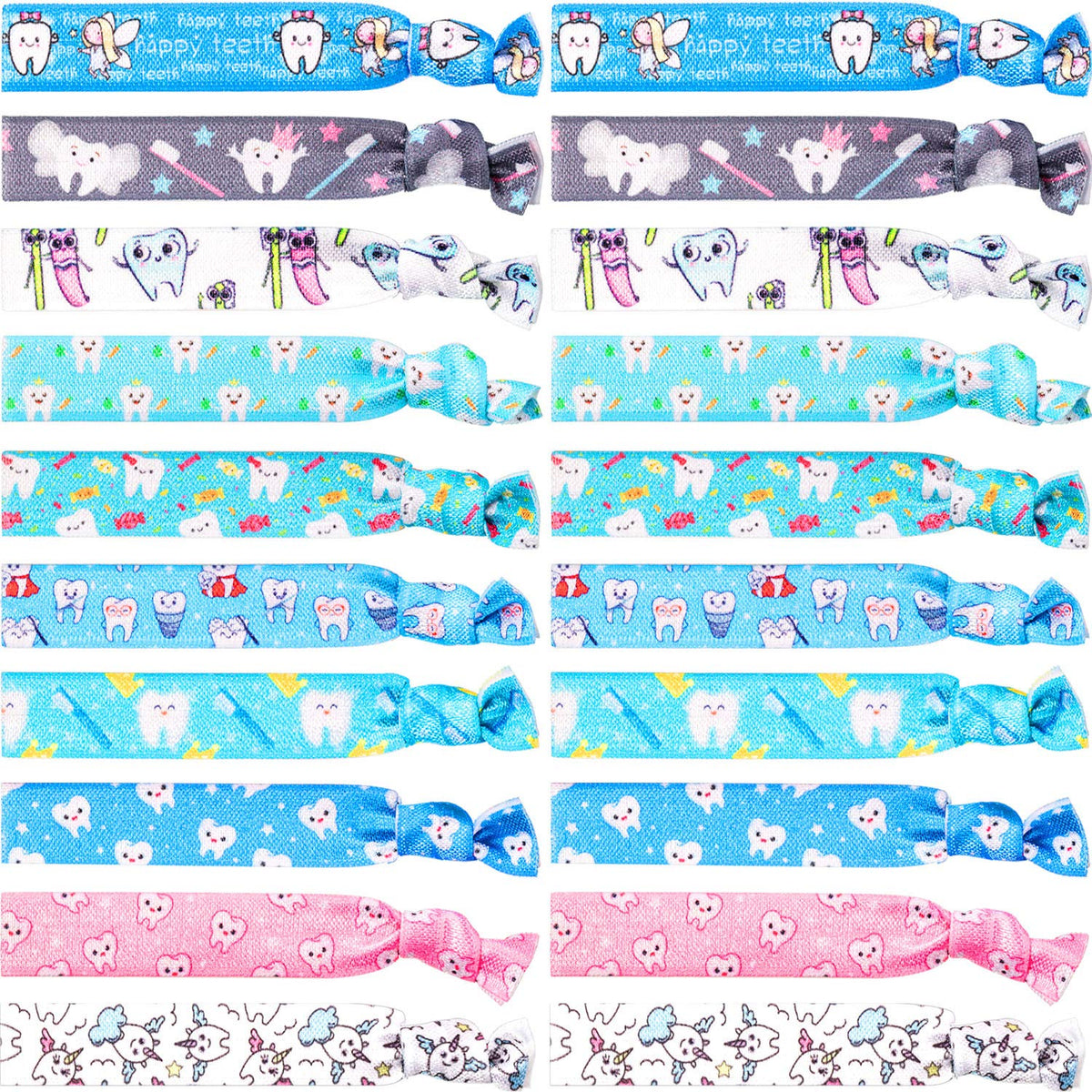 BBTO dental tooth hair tie pattern on card for secure daily styling