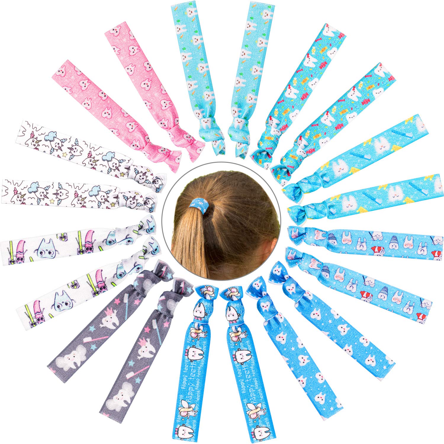 BBTO dental toothbrush pattern hair tie ideal for workouts and daily wear
