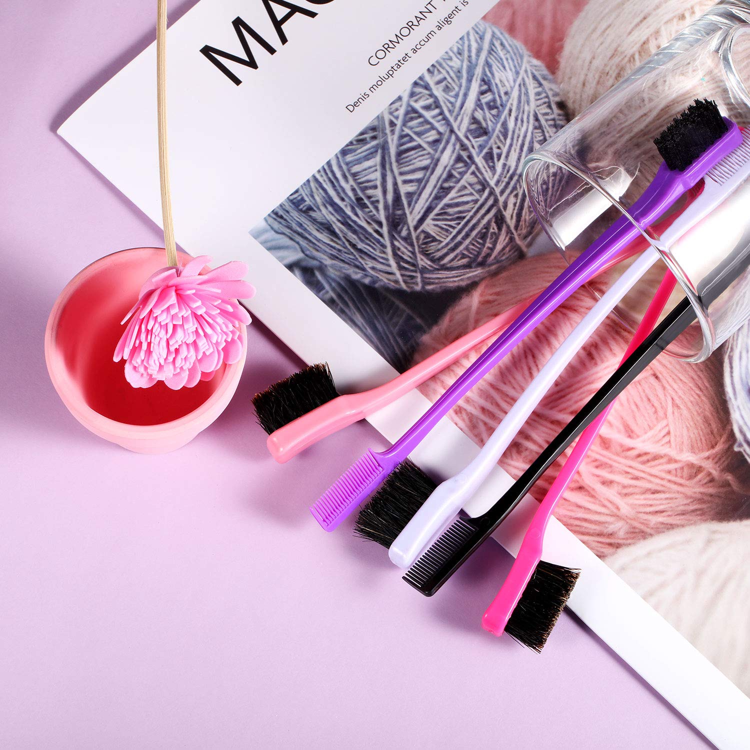 BBTO hair edge brush purple for soft boar bristles and smoothing