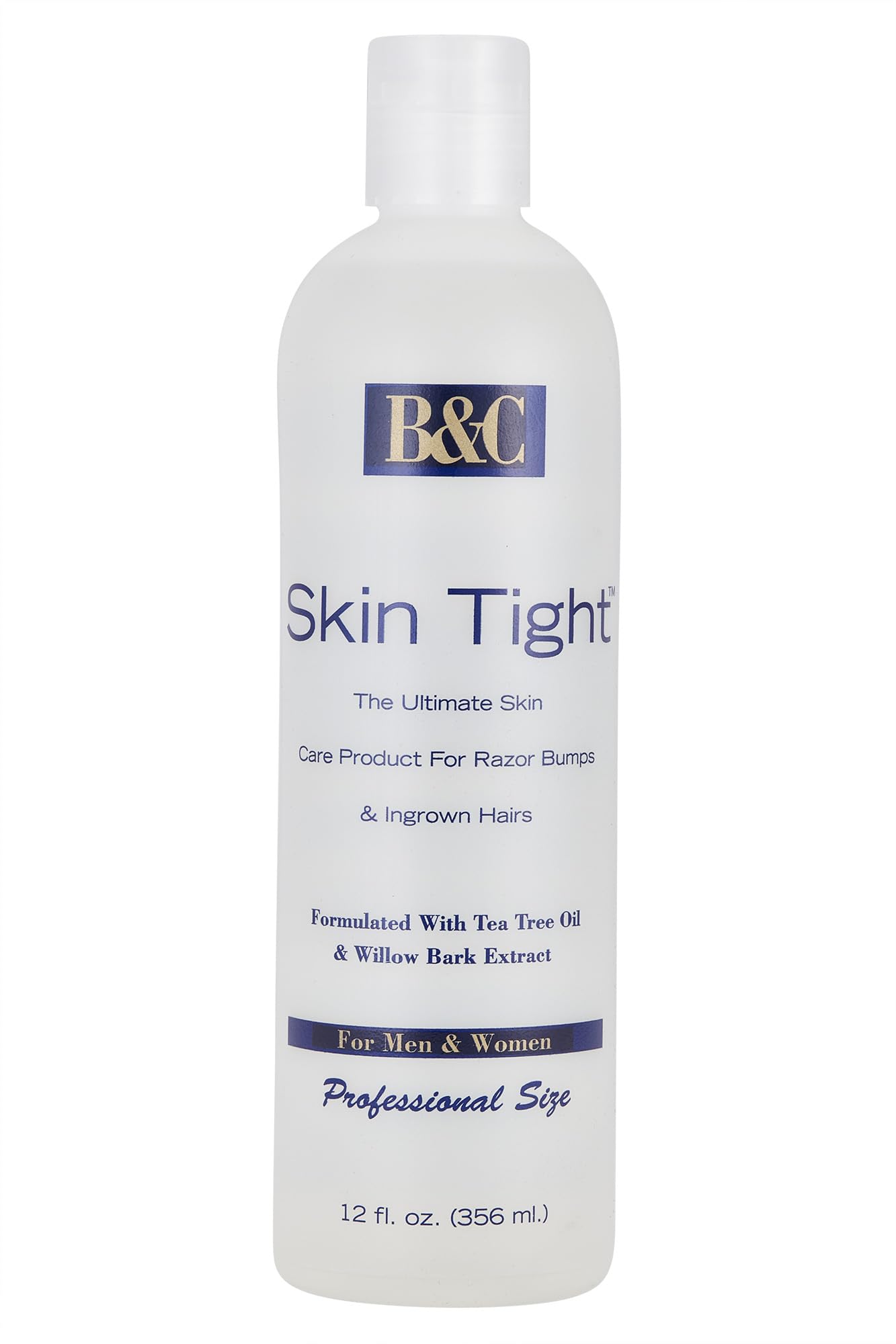 B&C Skin Tight extra strength bottle for razor bumps and ingrown hairs reduces irritation post-shave.