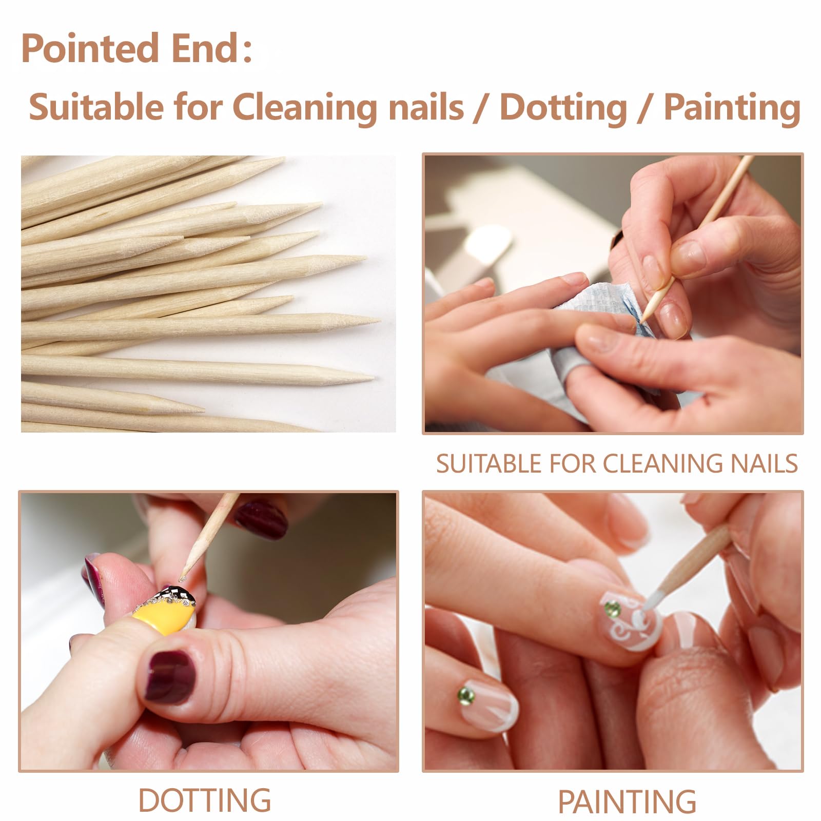 Bcowos flat-end sticks push back cuticles smoothly during routine care.