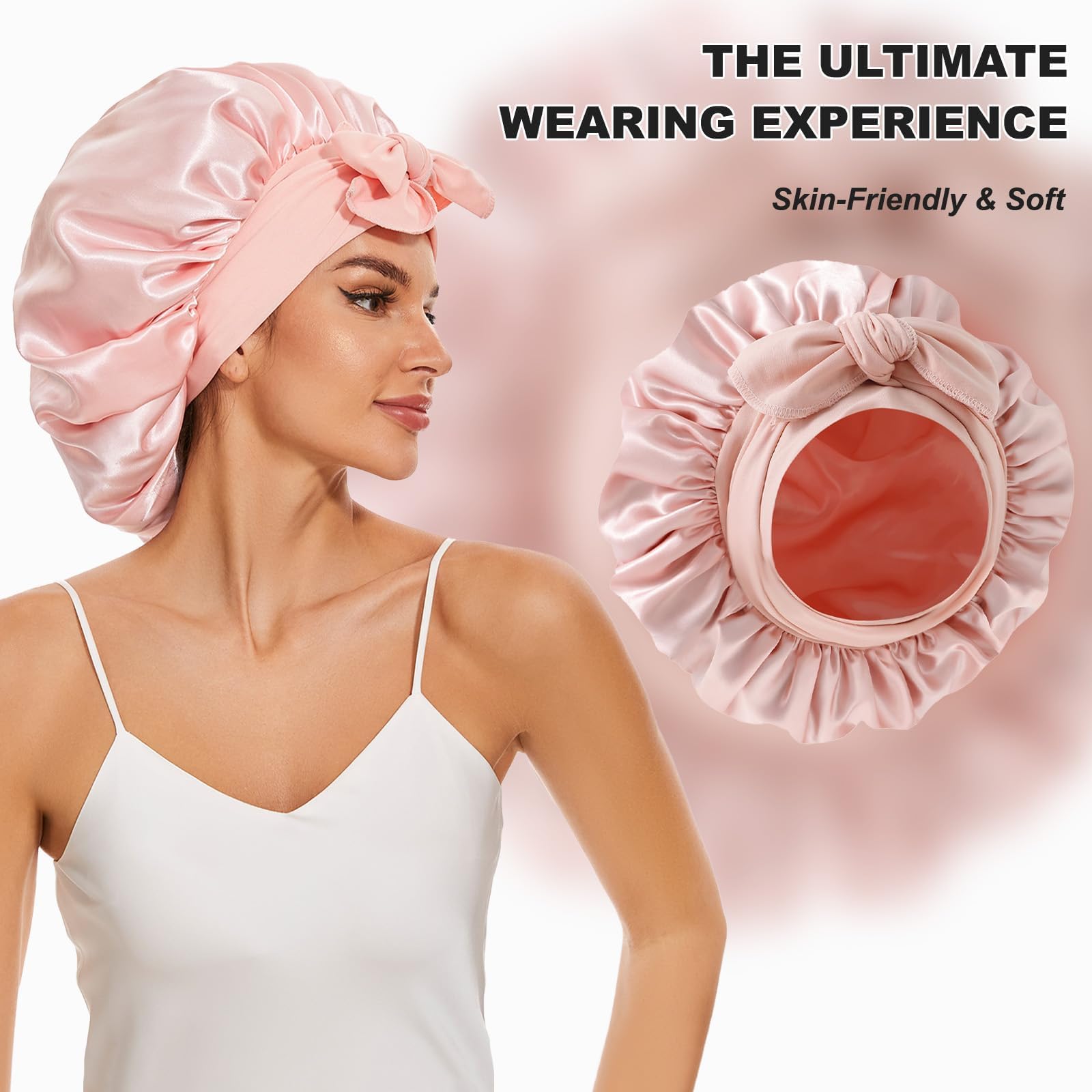 BE BIGEDDIE bonete de seda, doble capa para proteger cabello y almohada.
