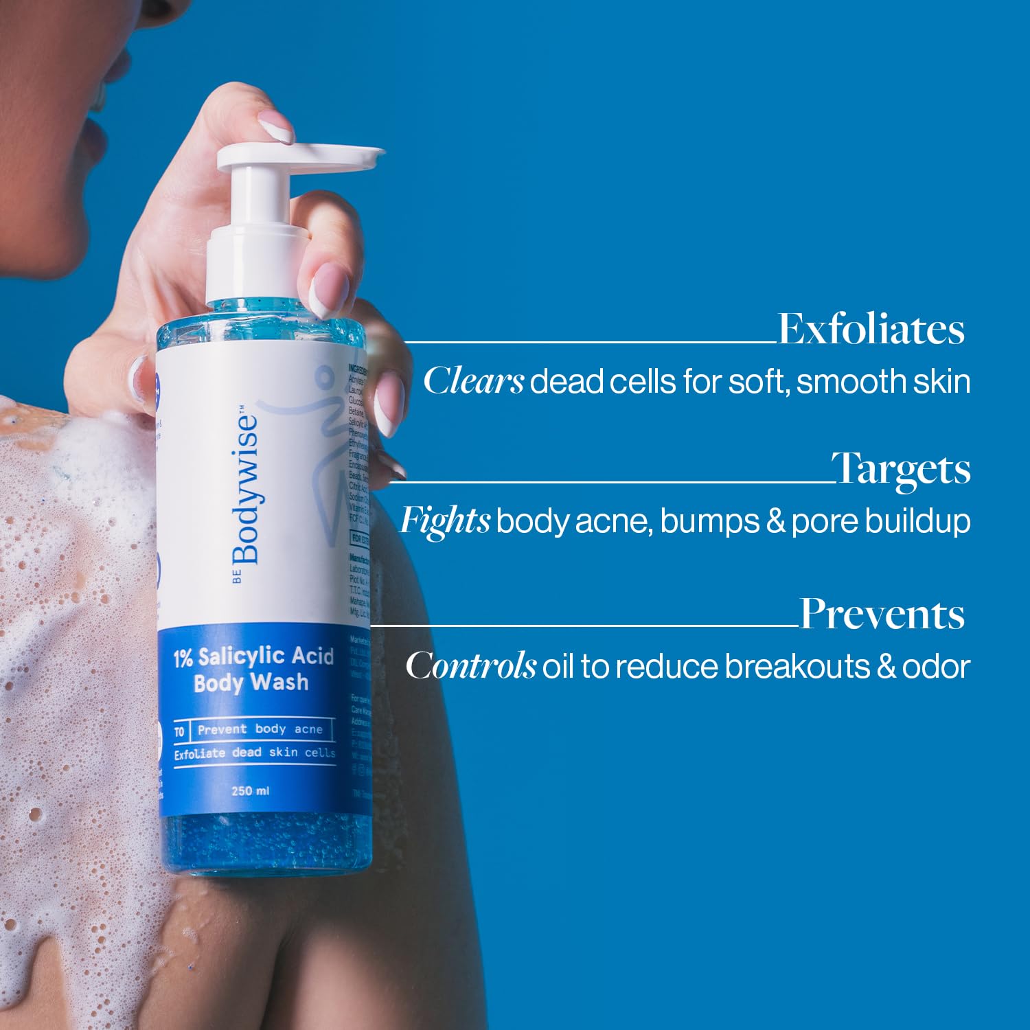 Be Bodywise: espuma lujosa que limpia profundamente sin irritación.
