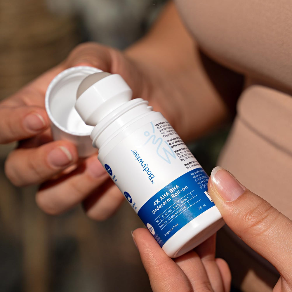 Be Bodywise Desodorante Roll-On, caja y empaque listos para viaje