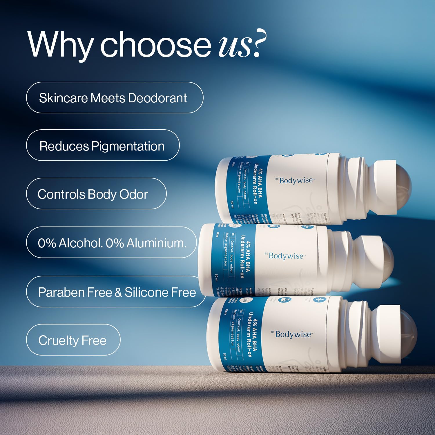 Be Bodywise Desodorante Roll-On, textura ligera sin residuos grasos