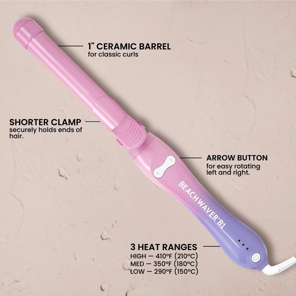 Beachwaver B1 1-inch barrel creates defined curls for shoulder-length hair