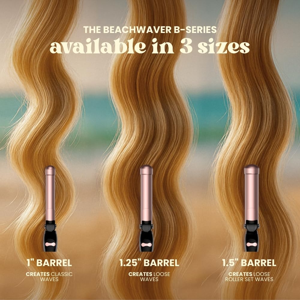 The Beachwaver Co. B1.25 Midnight Rose 8-ft swivel cord adds flexibility.