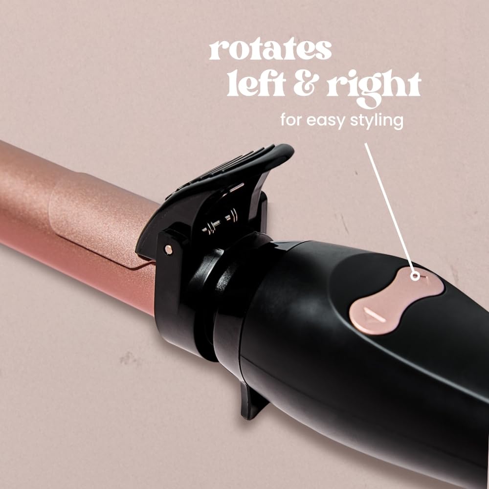 The Beachwaver Co. B1.25 Midnight Rose no-kink clamp prevents snagging.