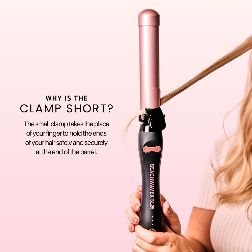 The Beachwaver Co. B1 Midnight Rose ergonomic handle supports comfortable styling sessions.