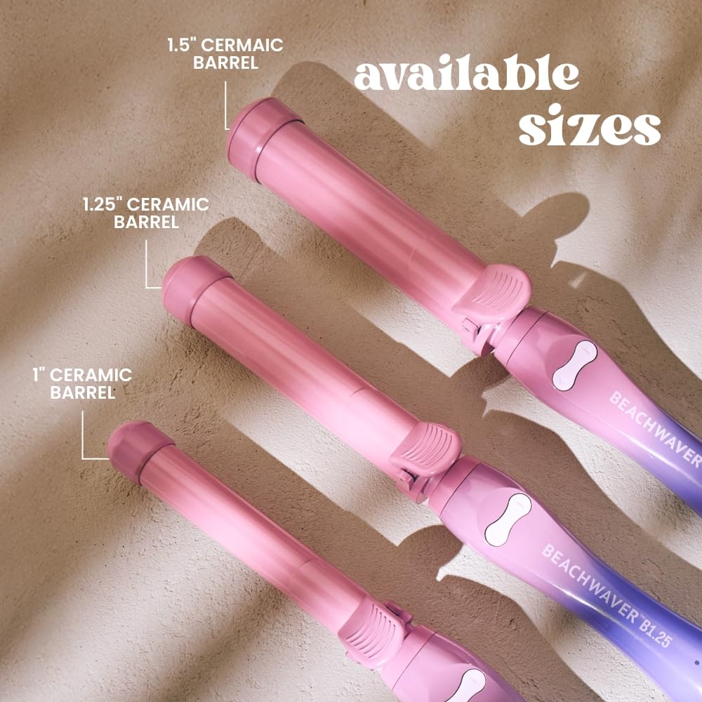 The Beachwaver Co. B1.25 Pink Sunset 8-ft swivel cord enables easy maneuvering.