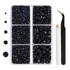 BEADSLAND hotfix rhinestones jet black packaging sorted by size for easy crafting