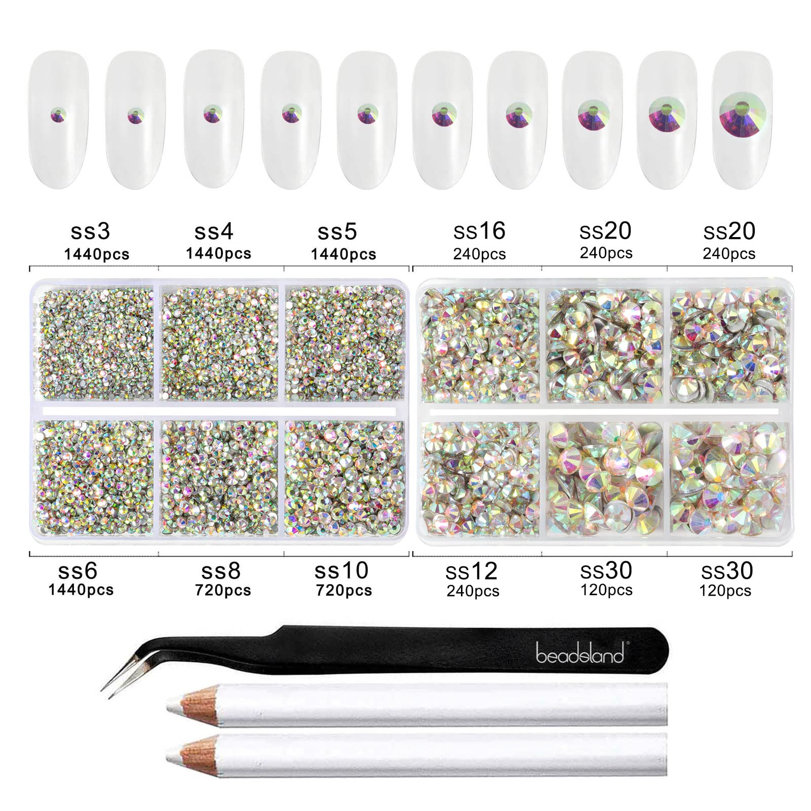 BEADSLAND brillos para arte de uñas y decoración textil con acabado AB.