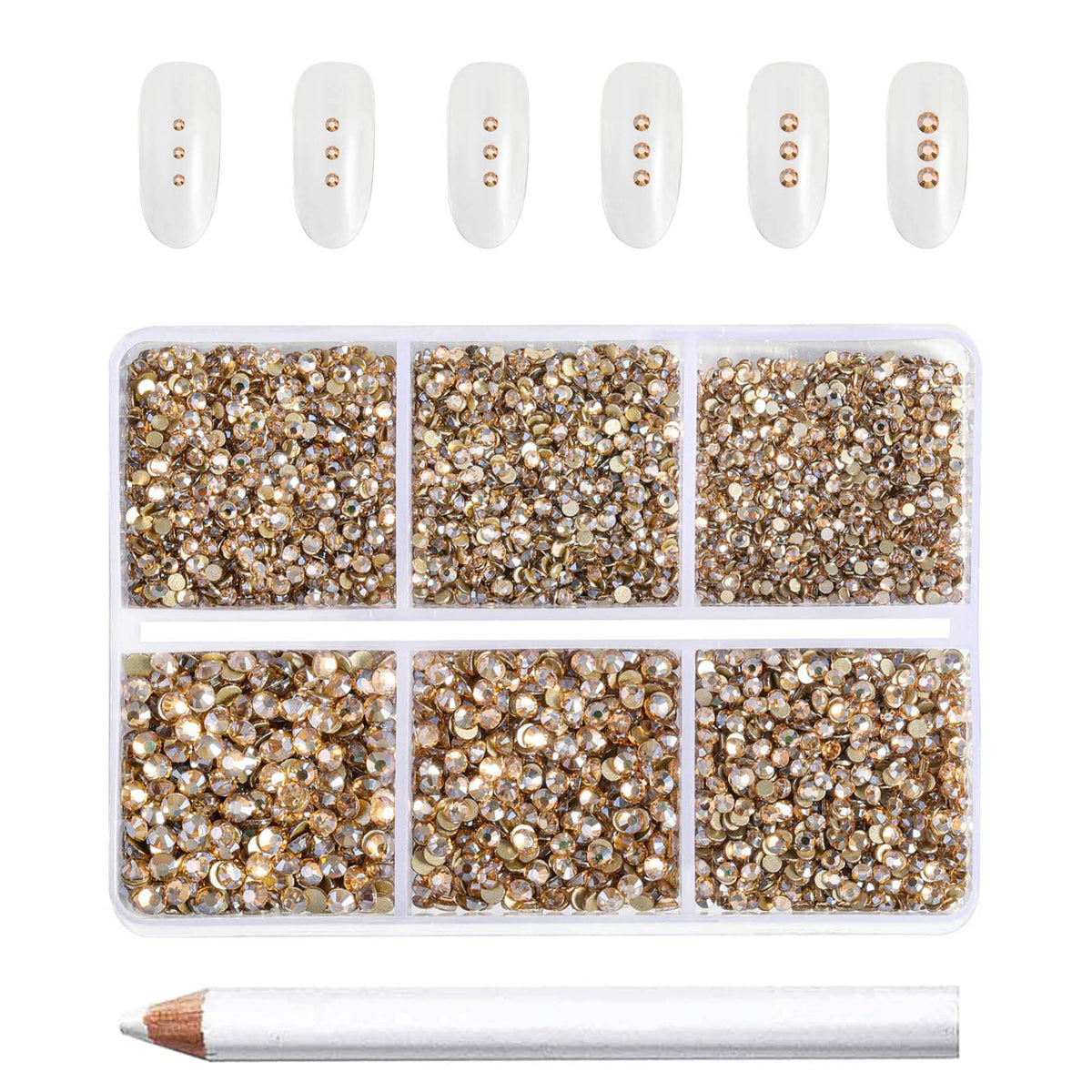BEADSLAND caja con 7200 piedras strass doradas para uñas y manualidades