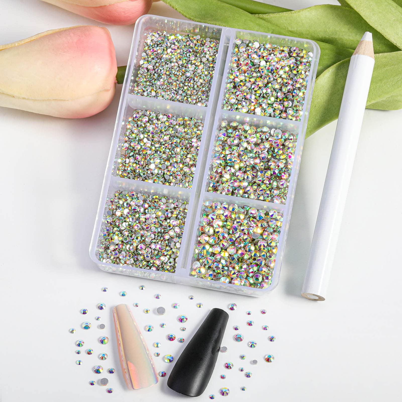 Beadsland caja organizada de cristales AB para ordenar.