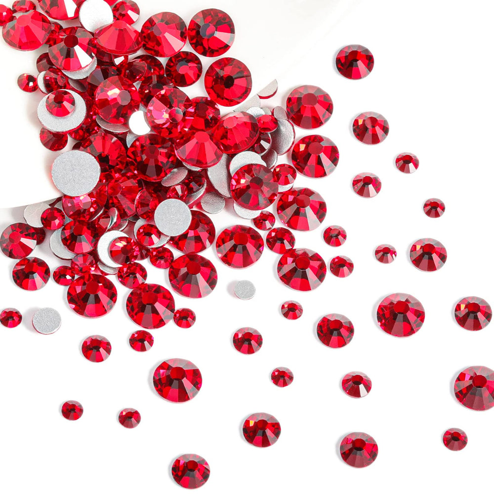 BEADSLAND cristales flatback rojos, SS12-SS16, uso versátil en uñas y ropa.