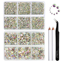 BEADSLAND cristales flatback Crystal AB para uñas y manualidades, brillo intenso.