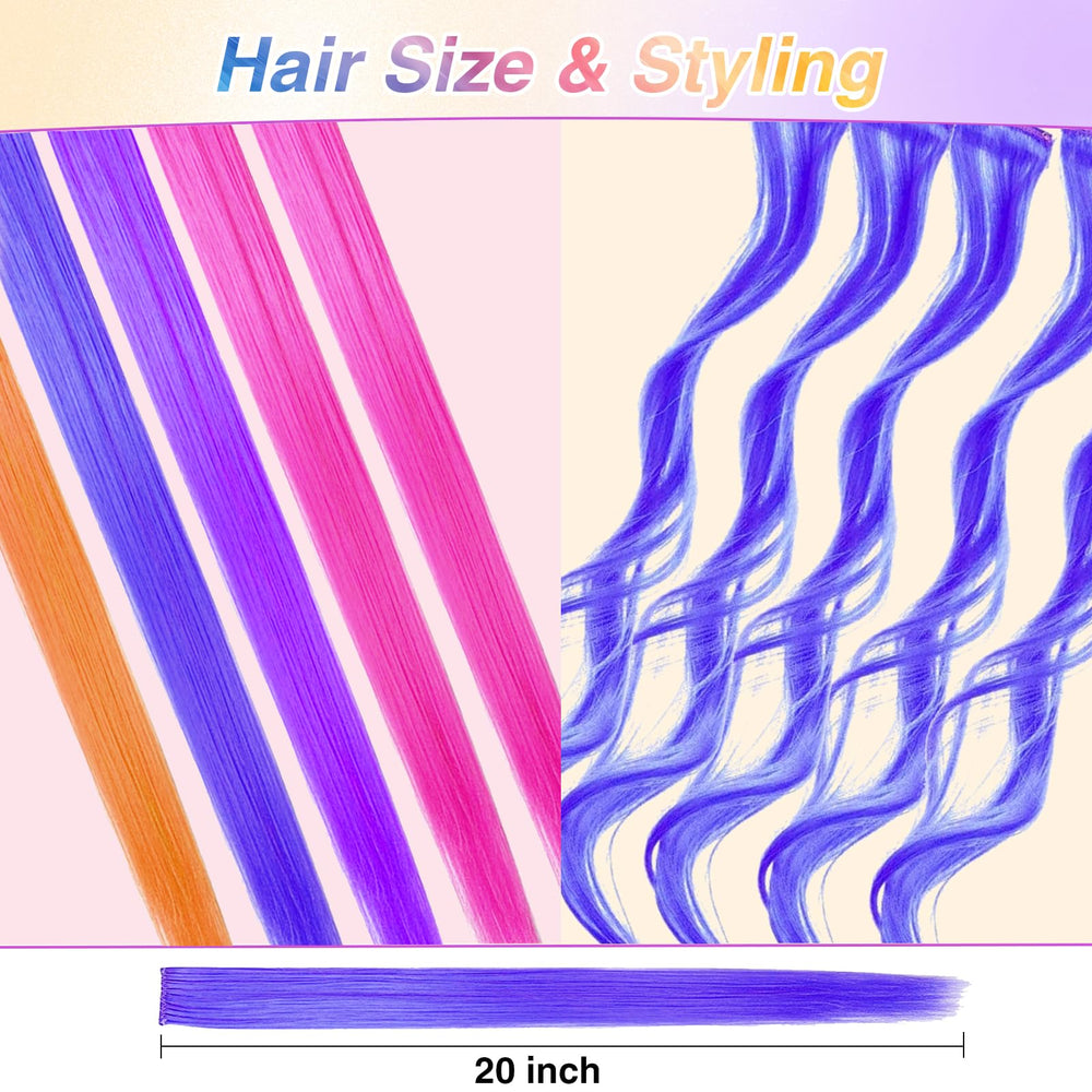 BEAHOT 20-inch rainbow hairpieces create bold, dramatic looks.