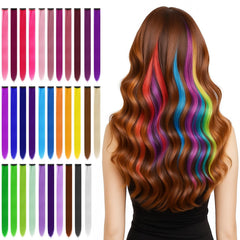 BEAHOT clip-in colored extensions for kids in multiple shades.