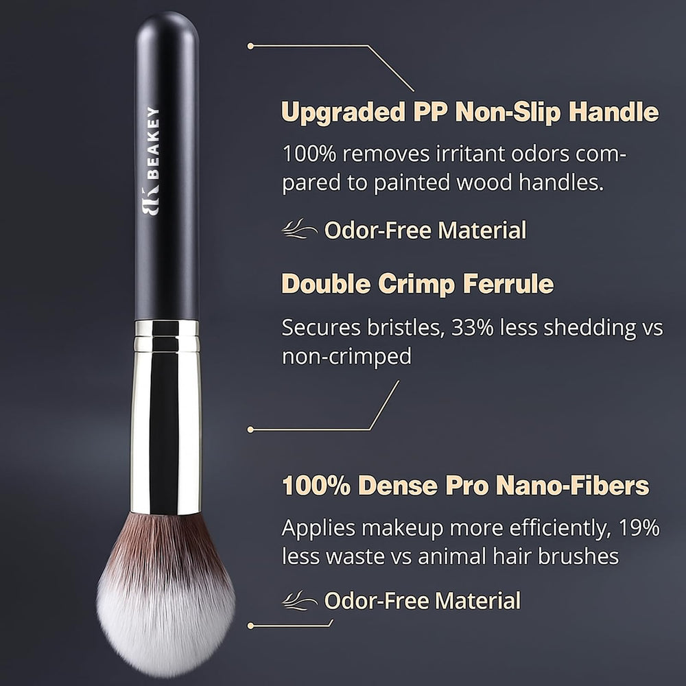 BEAKEY blush brush delivering a soft finish and natural color