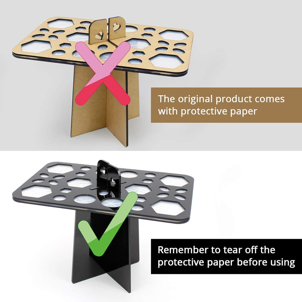 BEAKEY collapsible brush drying stand shown for compact storage.