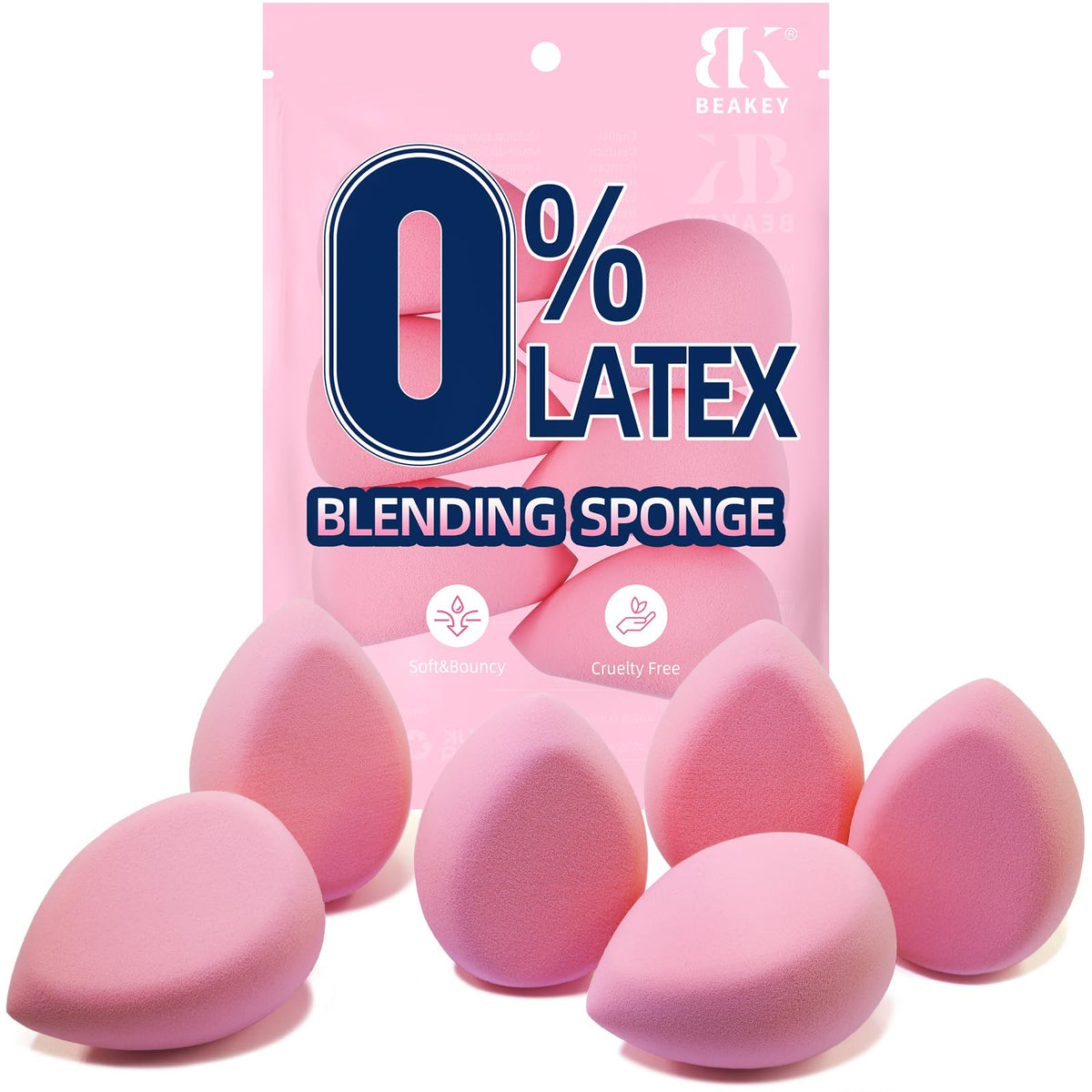 BEAKEY Flat Duo Sponge with large flat side for fast foundation application.