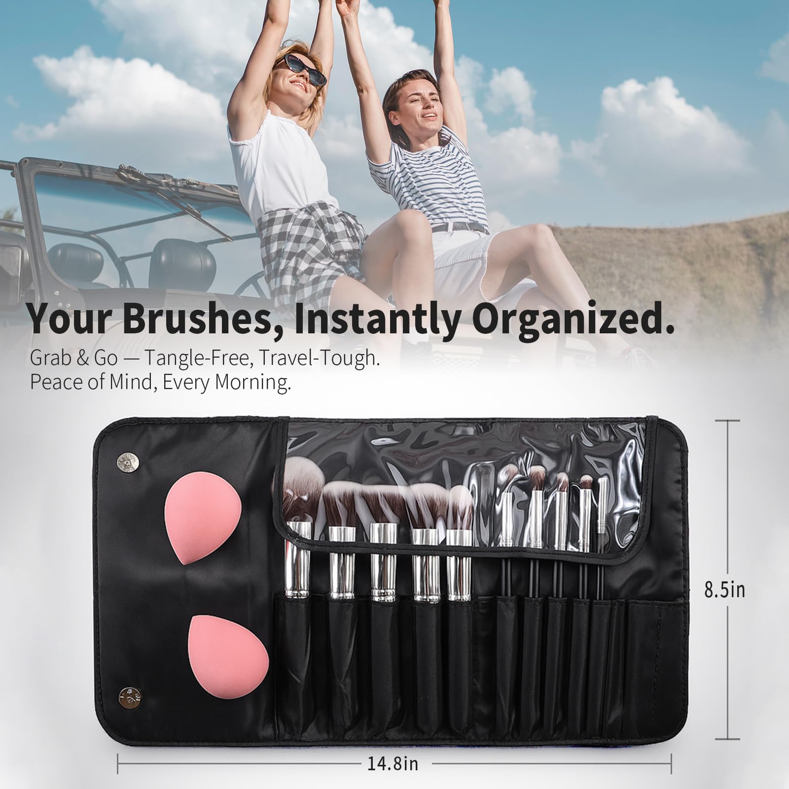 BEAKEY magnetic-closure lid provides secure, compact storage for on-the-go routines.