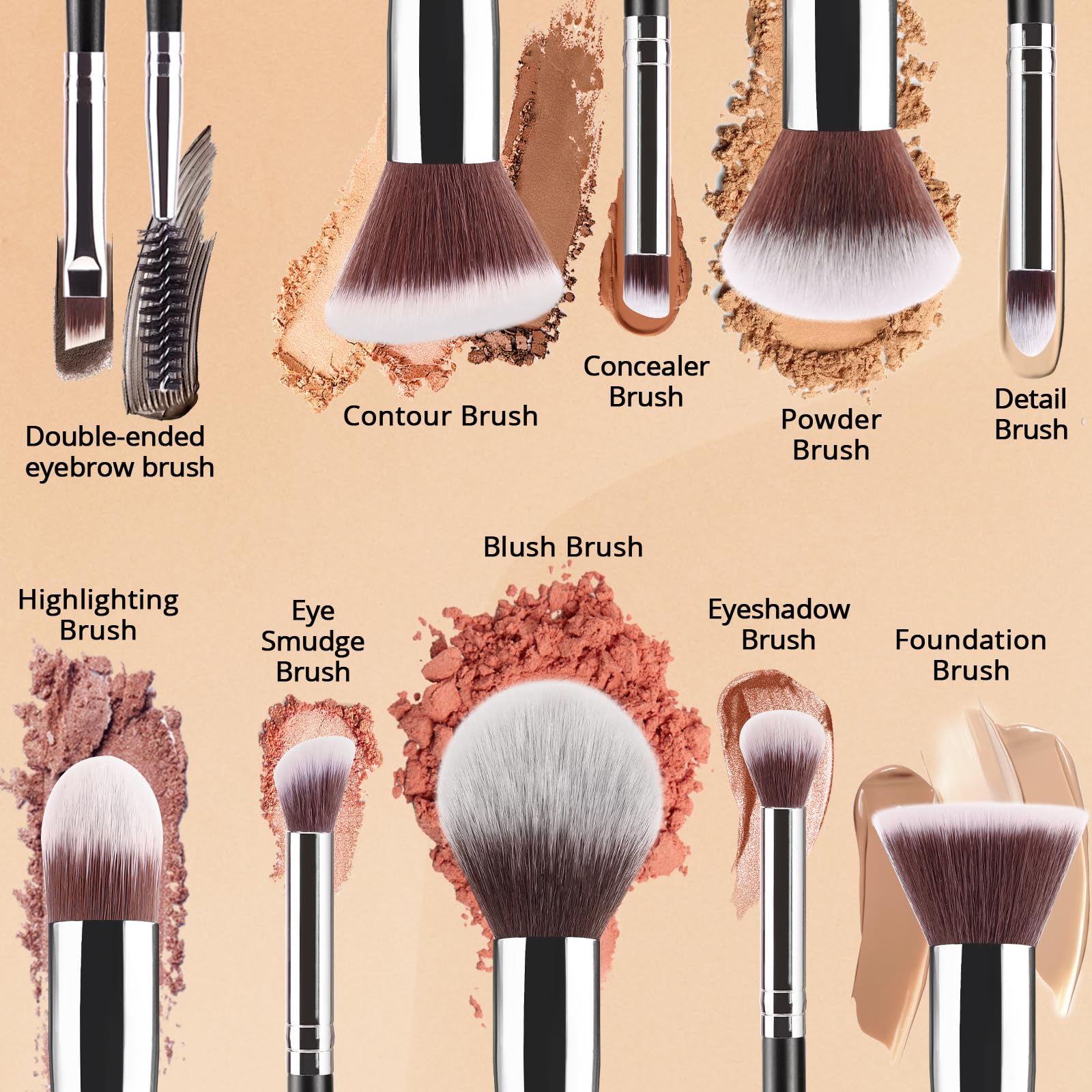 BEAKEY makeup brush set blush and concealer brush for natural definition