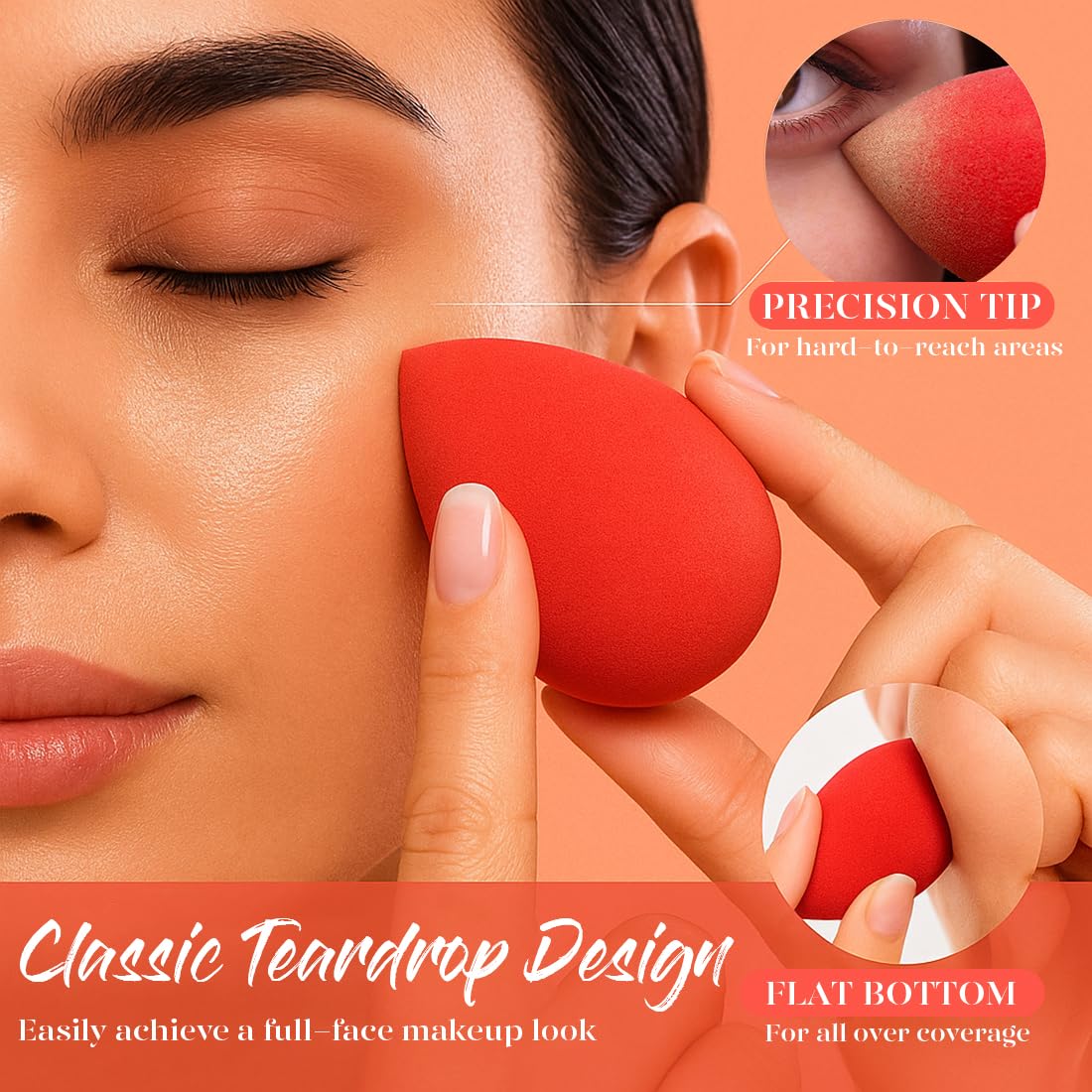 BEAKEY teardrop-shaped sponge for easy foundation blending