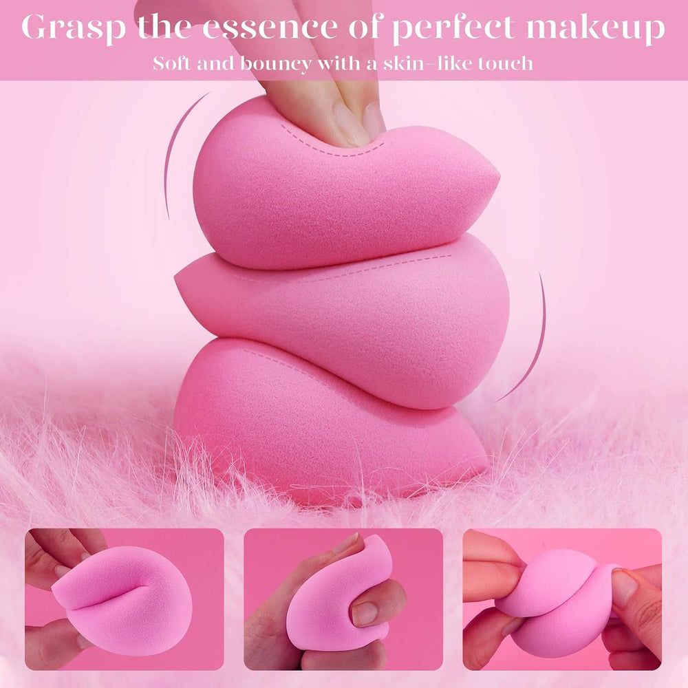 Beakey teardrop-tip sponge enables precise contour on nose and cheekbones