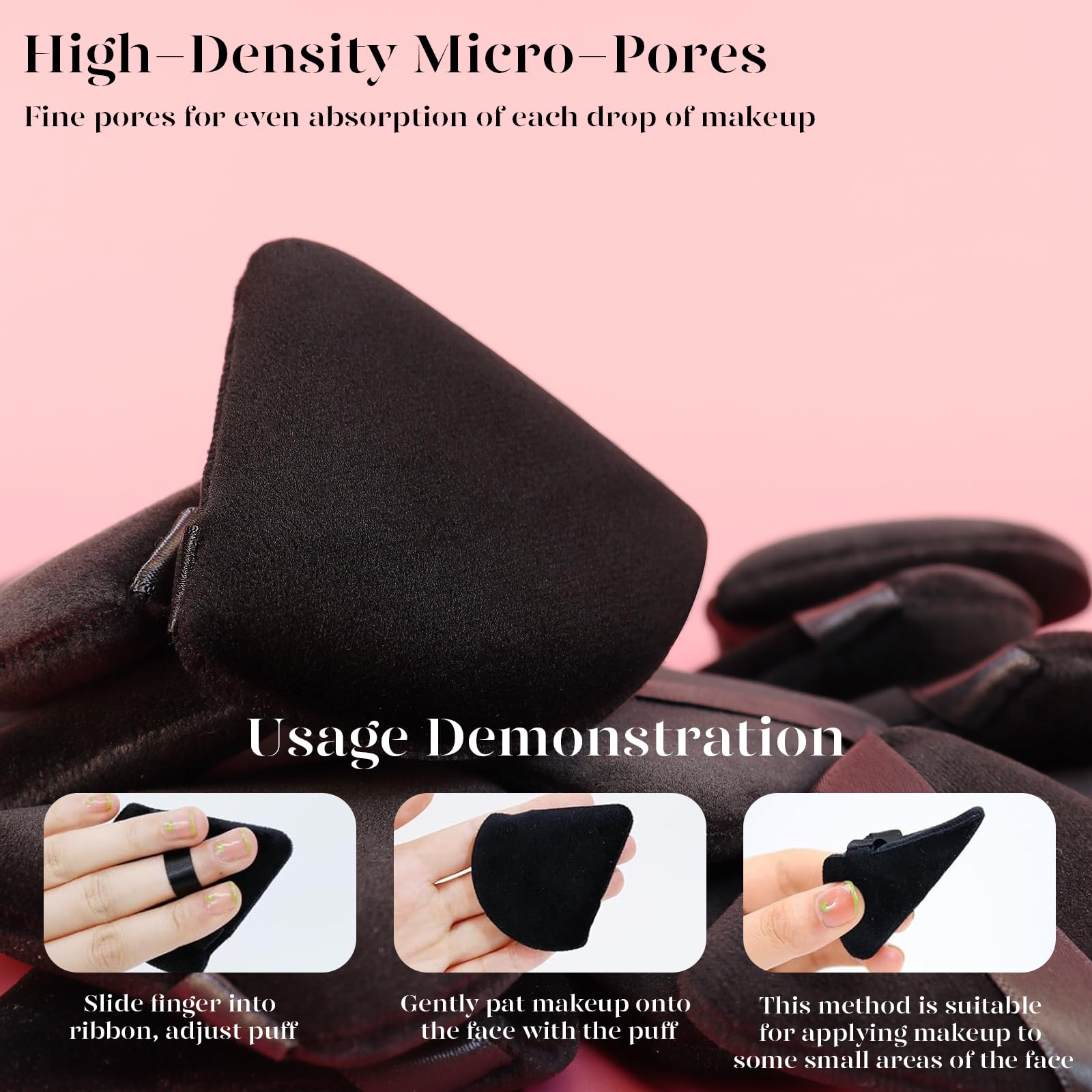 BEAKEY triangle puff with finger strap offers secure grip