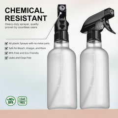Bealee spray bottle 2-pack stream, powerful direct spray for grime.