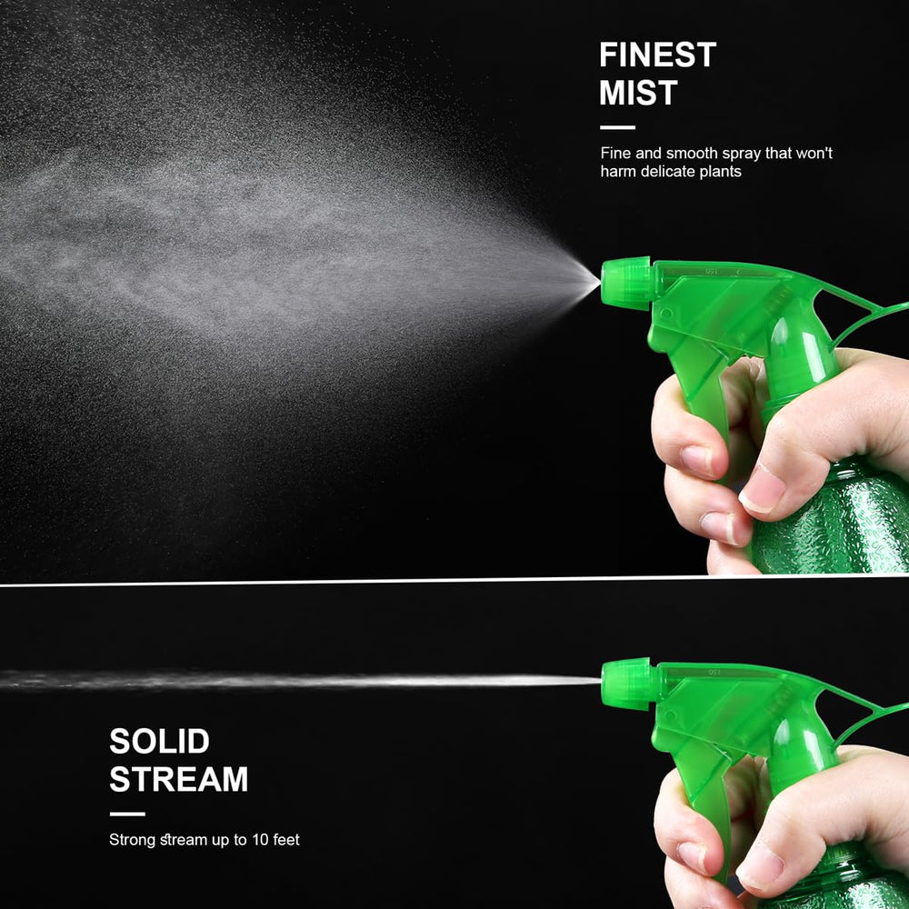 Bealee spray bottles in bright colors help separate liquids at a glance.