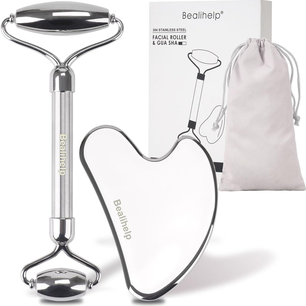 Bealihelp face roller steel in hand, durable daily-use tool.