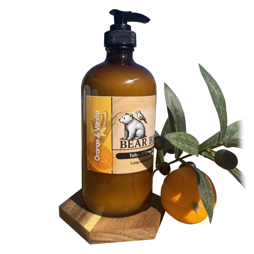 Bear Bird olive oil glow emphasizes nourishment and essential skin vitamins