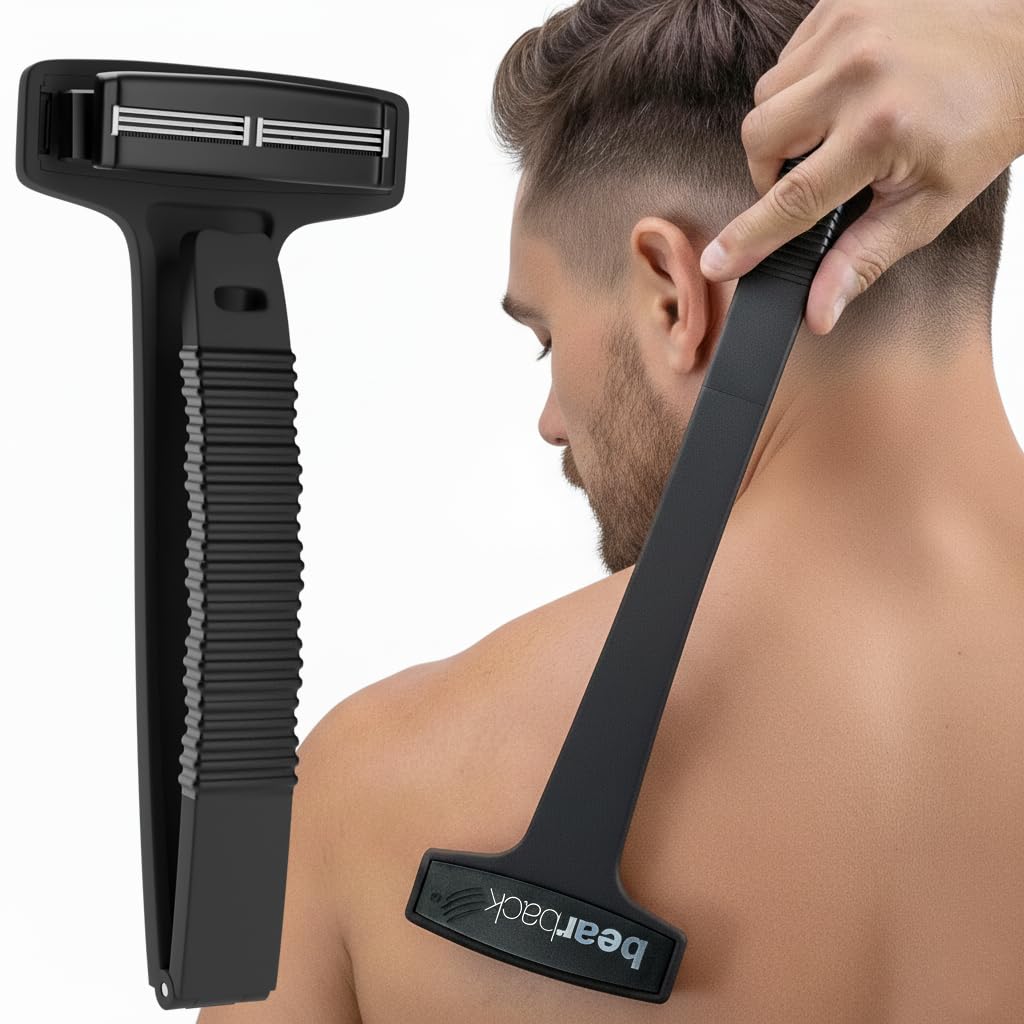 Bearback back shaver with pivoting head for a smooth back shave.