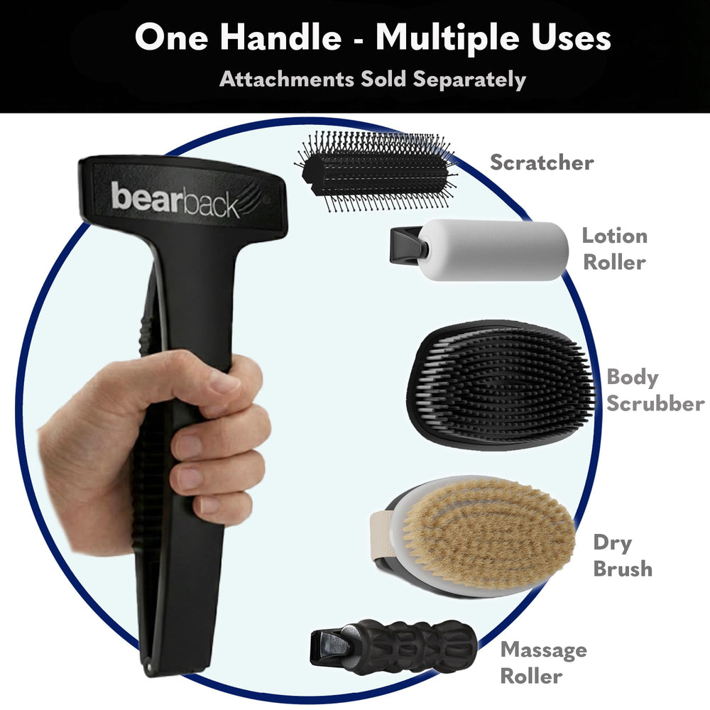 Bearback grooming system compatibility with scrubbers and lotions.