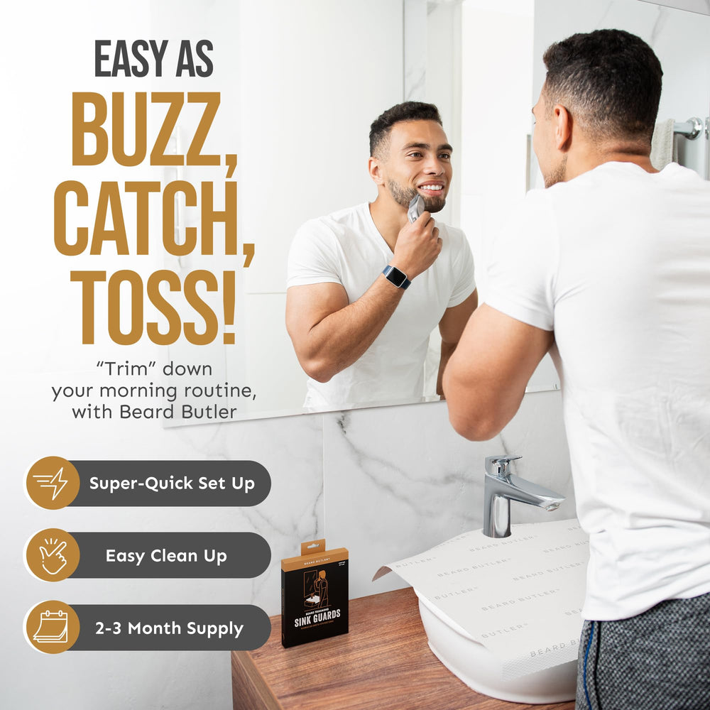 Beard Butler disposable catcher open sheet demonstrates eco-friendly design.